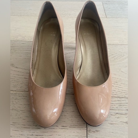 Stuart Weitzman Nude Patent Platform Pumps 8.5 Comfortable Heels - Picture 5 of 10